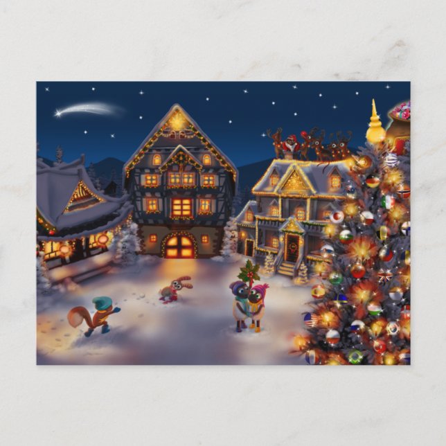 Cartão postal de Natal Retroativo Vintage (Frente)