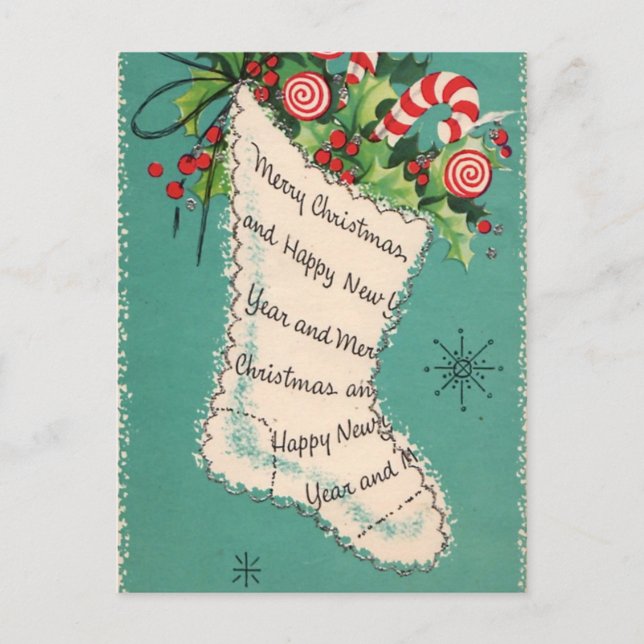 Cartão postal de Natal Retroativo Vintage (Frente)