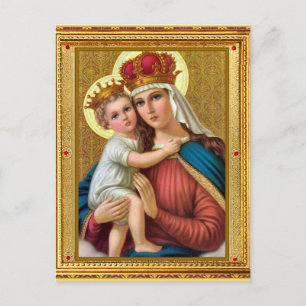 Cartão postal de Natal vintage da Madonna e do Men