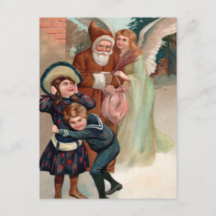 Cartão postal de Natal vintage de Papai Noel zanga