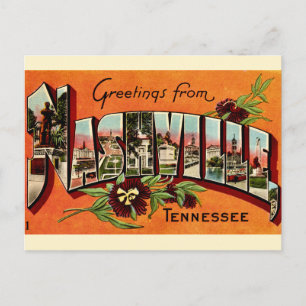 Cartão postal de Natal vintage laranja de Nashvill