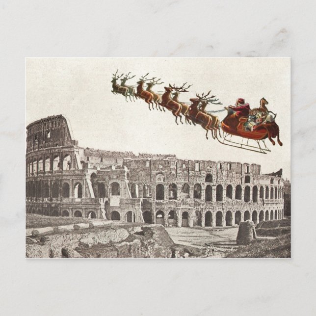 Cartão postal de Natal Vintage sobre Roma (Frente)