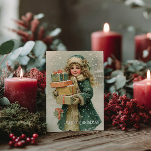 Cartão postal de Natal vitoriano antigo