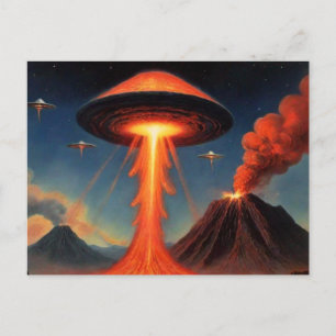 Cartão postal de nave espacial de ficção científic