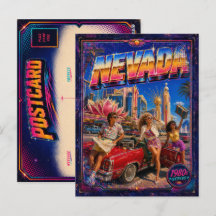 Cartão Postal de Nevada dos Anos 80 Retro