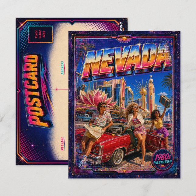 Cartão Postal de Nevada dos Anos 80 Retro (Frente/Verso)
