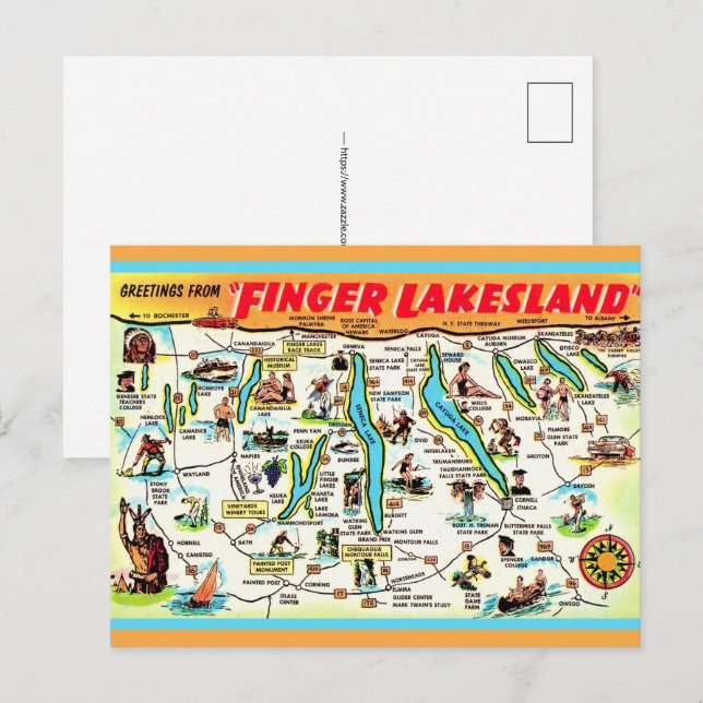 Cartão Postal de New York Finger Lakes (Frente/Verso)