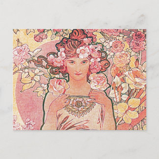 Cartão postal de noiva de rosa Flower Girl Art Nou
