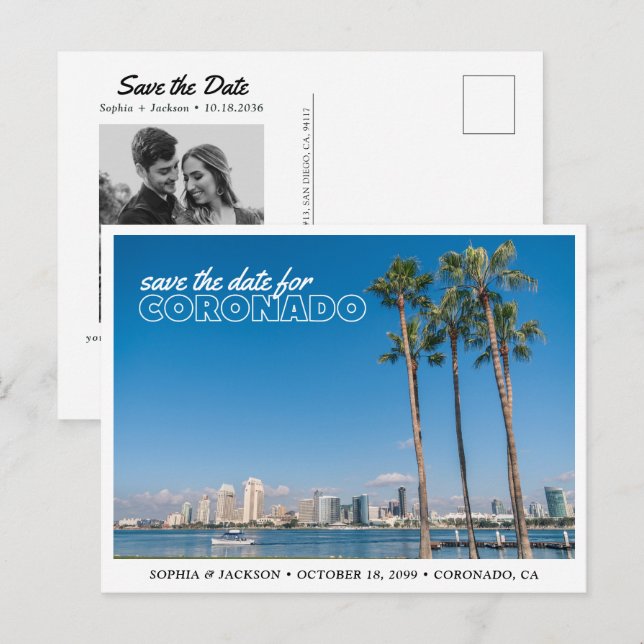 Cartão Postal de Noivado em Coronado com Estilo Re (Frente/Verso)