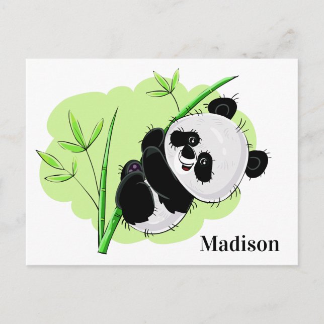 Cartão postal de nome personalizado do Panda (Frente)