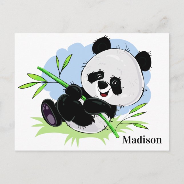Cartão postal de nome personalizado do Panda (Frente)