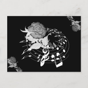 Cartão postal de nota musical Floral Rosa