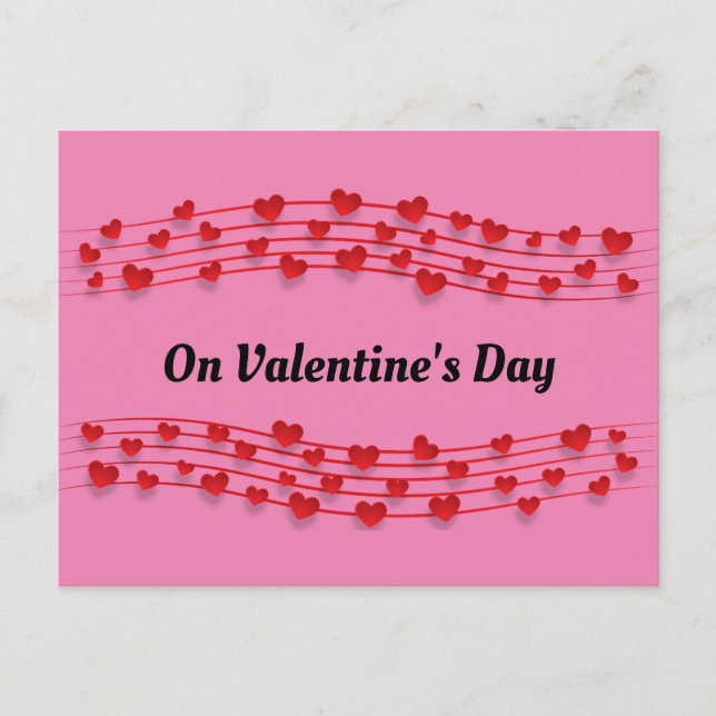 Cartão-postal de Notas de Música Corações (Frente)