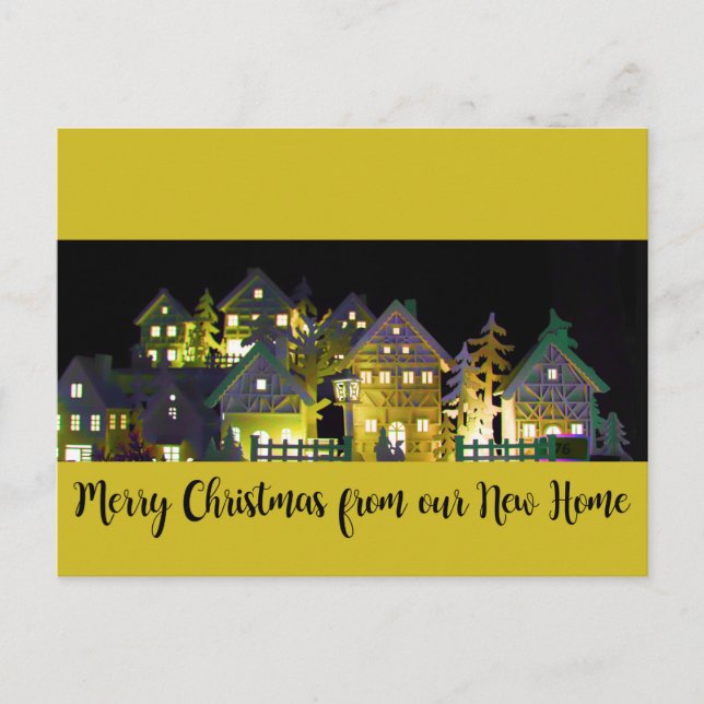 Cartão Postal De Novas Casas De Natal Iluminadas (Frente)