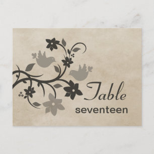 Cartão Postal de Número de Mesa com Flores Cinzas 