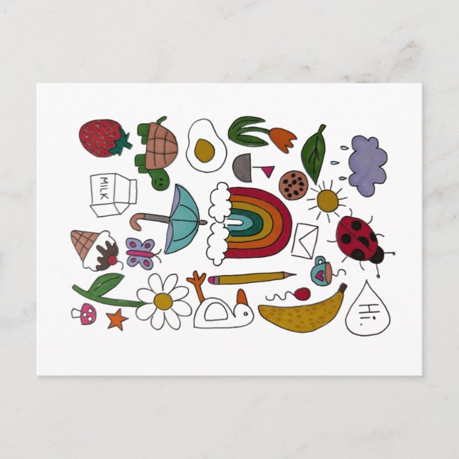 Cartão postal de Objetos Random Divertidos (Frente)