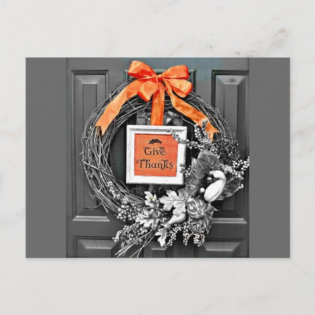 Cartão Postal Dê Obrigados de Wreath (Frente)