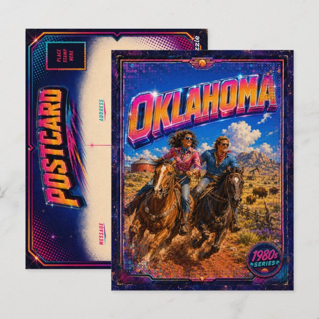 Cartão postal de Oklahoma dos anos 80 Retro (Frente/Verso)