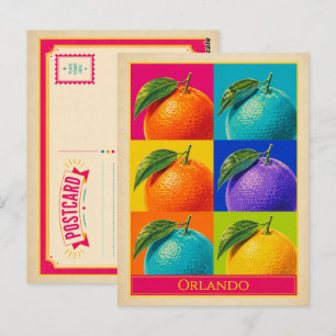 Cartão Postal de Orlando Flórida Laranjas Arte Pop