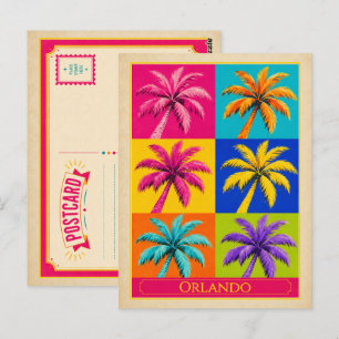 Cartão Postal de Orlando Flórida Palmeira Arte Pop