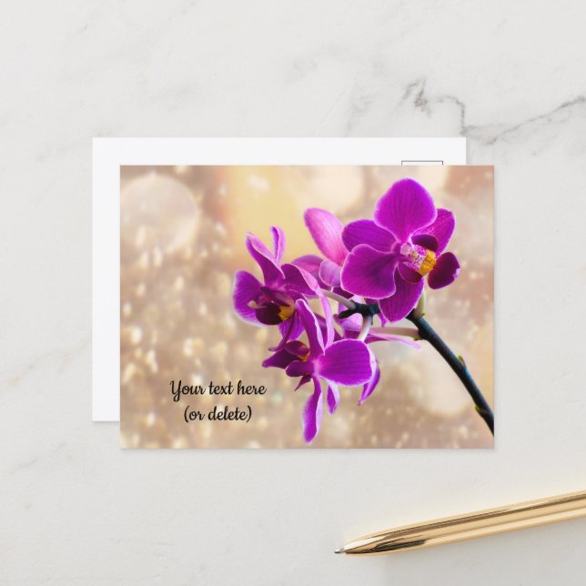 Cartão postal de orquídea roxa (Frente/Verso In Situ)
