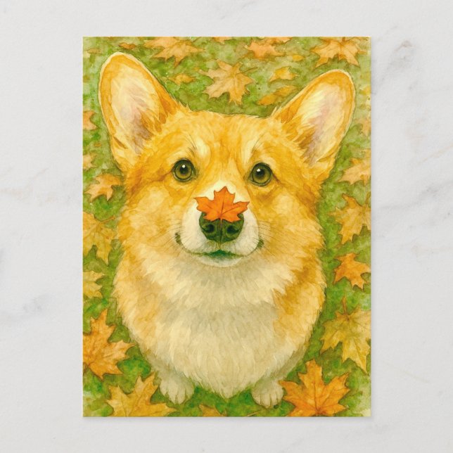 Cartão postal de outono de Corgi (Frente)
