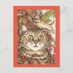 Cartão postal de outono para o Gato de Cachorro Ca