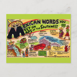 Cartão Postal de Palavras Mexicanas Bobas
