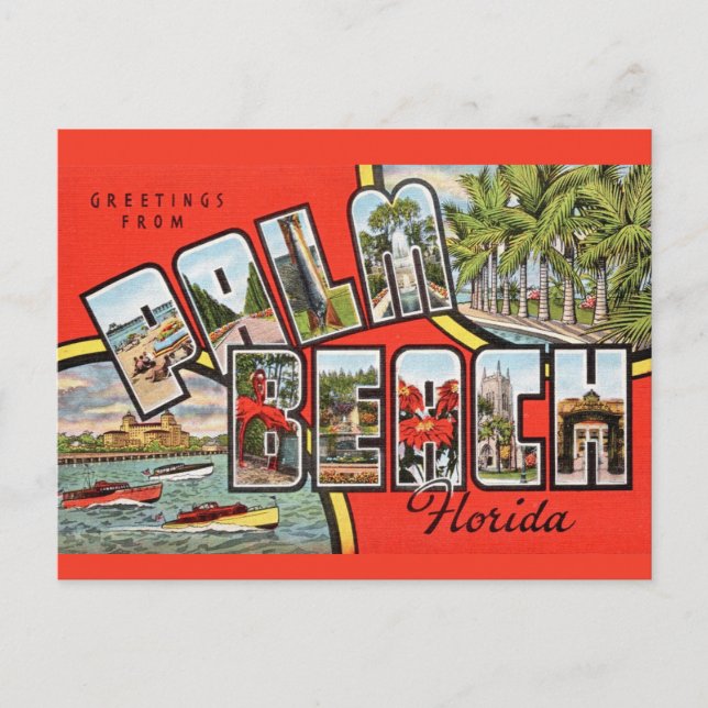 Cartão postal de Palm Beach FL (Frente)