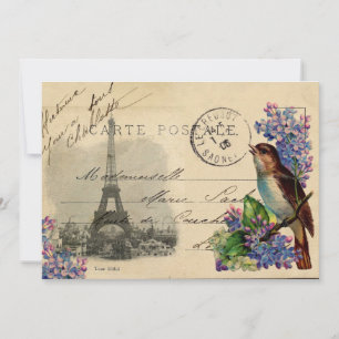 Cartão-postal de Paris com o Convite Lilacs