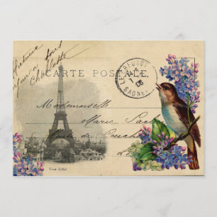 Cartão-postal de Paris com o Convite Lilacs