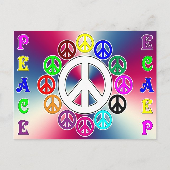 cartão postal de paz para cima e para baixo (Frente)