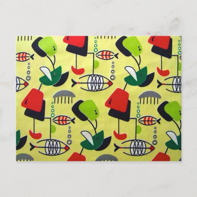 Cartão postal de Peixe Atômica Moderno do Meio séc (Frente)