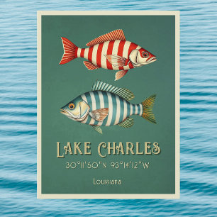 Cartão postal de peixe listrado do Lago Charles Lo
