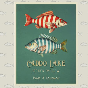 Cartão postal de peixe listrado náutico do Lago Ca