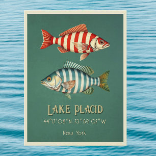 Cartão postal de peixe náutico de Lake Placid Nova