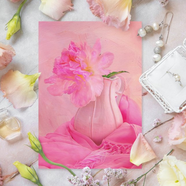 Cartão Postal de Peônia Rosa Antiga (Enhance your space with this charming 'Sarah Bernhardt' peony, blending vintage elegance.)