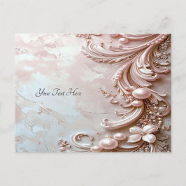 Cartão postal de pérola ornamentada rosa e floral