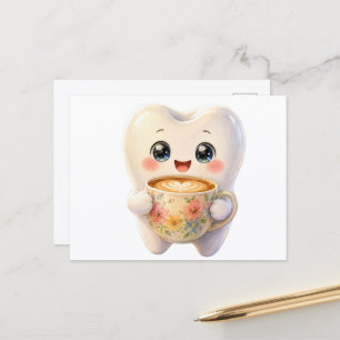 Cartão postal de personagem Kawaii amante de café
