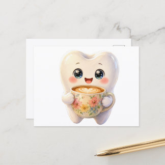 Cartão postal de personagem Kawaii amante de café