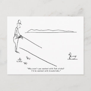 Cartão Postal De Pesca Com Lago, Pescador E Pato