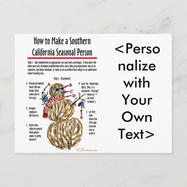 Cartão postal de pessoa sazonal do sul da Califórn (Frente)