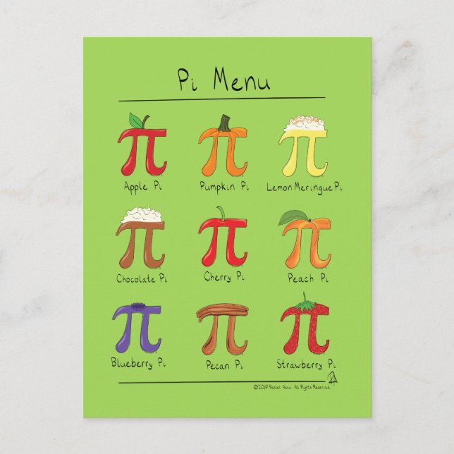 Cartão postal de Pi Dia Pi de Math Pi Cute Menu Pi (Frente)