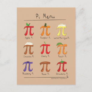 Cartão postal de Pi Dia Pi de Math Pi Cute Menu Pi