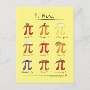 Cartão postal de Pi Dia Pi de Math Pi Cute Menu Pi