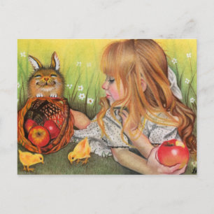 Cartão postal de pintinhos e Bunnies