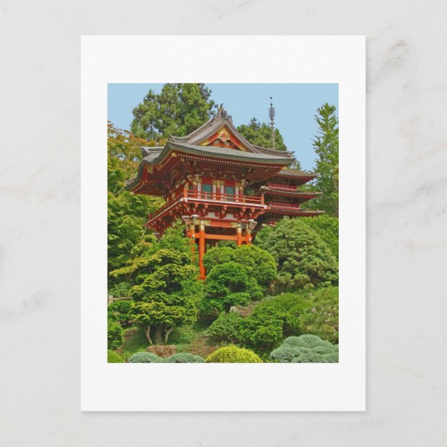 Cartão postal de pintura com fotos Pagoda Japonês (Frente)