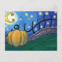 Cartão postal de pintura de abóbora de Halloween f