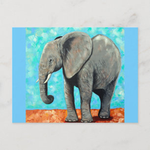 Cartão postal de pintura de elefante bebê grande