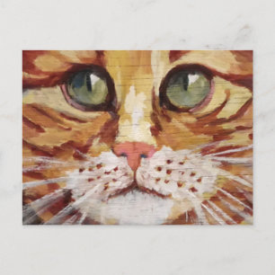 Cartão postal de pintura de gato laranja detalhe